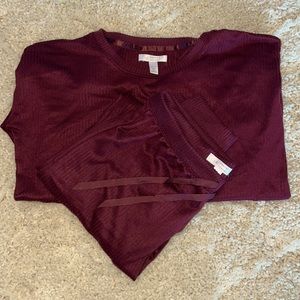 maroon fleece pajama set